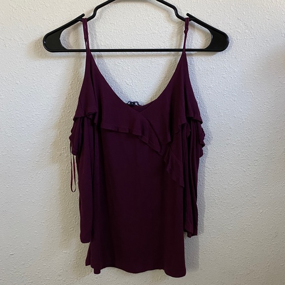 burgundy off the shoulder blouse - Picture 2 of 3